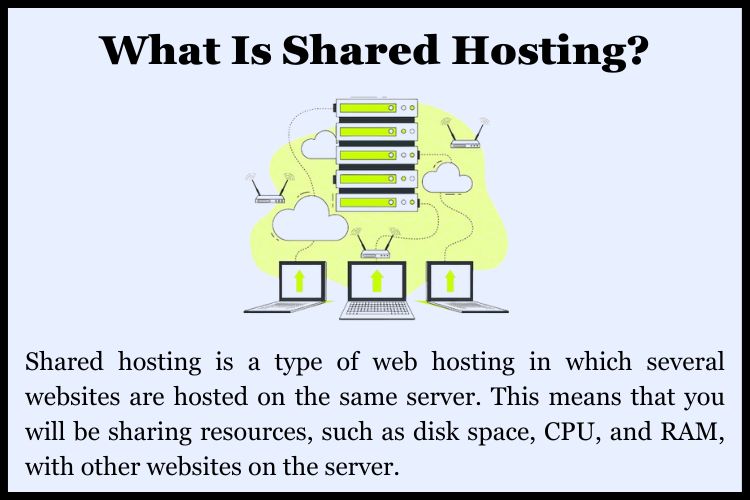 Shared hosting is a type of web hosting in which several websites are hosted on the same server.
